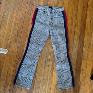 Plaid Flare Pants with Side Stripes from mother